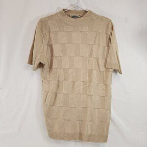 Rendale Milano Novaceta Mens Short Sleeve Garter Block Knit Sweater Size Large